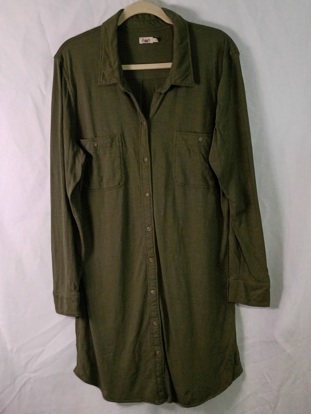 Faherty Knit Seasons Olive Green Shirt Dress